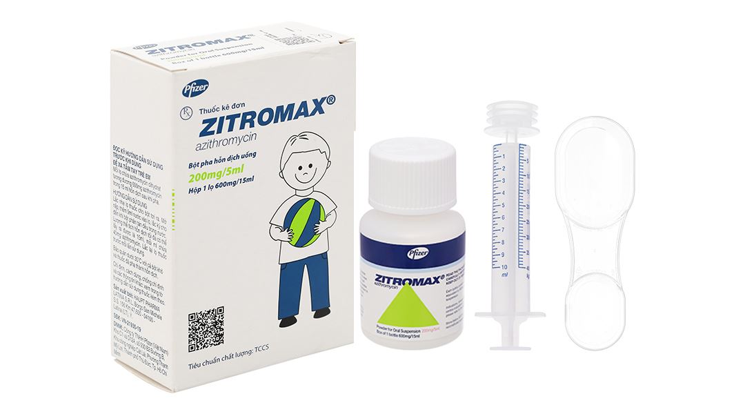 Bột pha hỗn dịch uống Zitromax 200mg/5ml trị nhiễm khuẩn