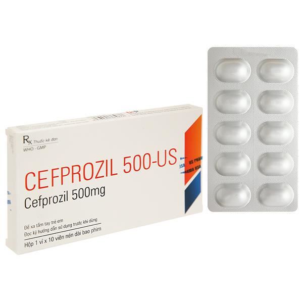Cefprozil 500-US trị viêm tai giữa cấp tính, viêm họng
