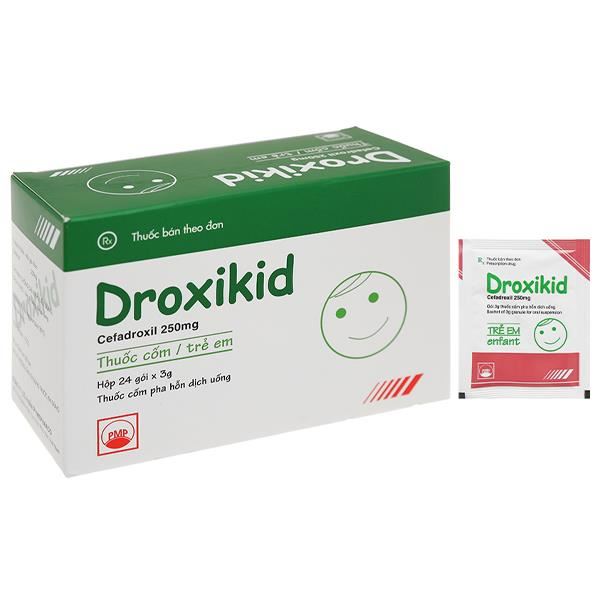 Cốm pha hỗn dịch uống Droxikid 250mg trị nhiễm khuẩn đường tiết niệu