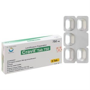 Cravit Tab 750 trị nhiễm khuẩn nhẹ, trung bình và nghiêm trọng