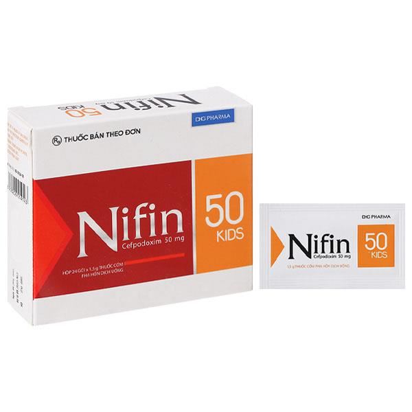 Cốm pha hỗn dịch uống Nifin 50 Kids trị nhiễm khuẩn