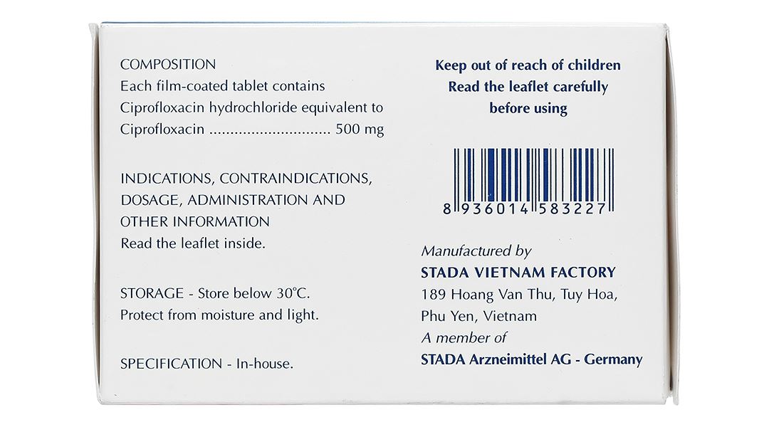 Ciprofloxacin Stada 500mg điều trị nhiễm khuẩn