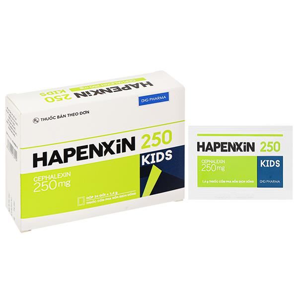 Cốm pha hỗn dịch uống Hapenxin 250 Kids trị nhiễm khuẩn
