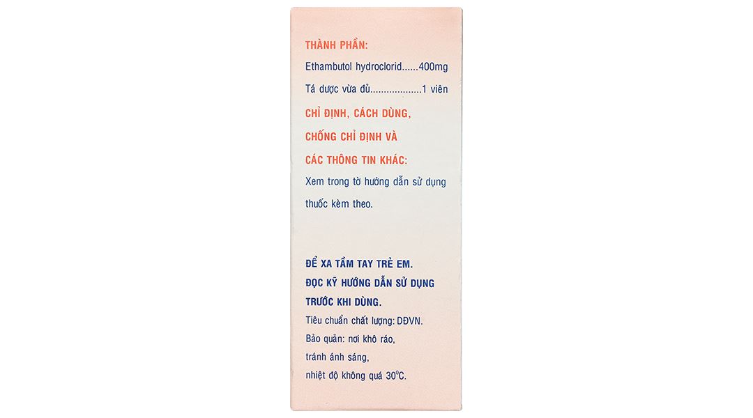 Ethambutol Mekophar 400mg trị lao và phối hợp các thuốc chống lao khác