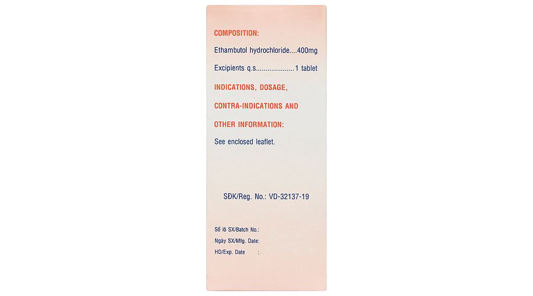 Ethambutol Mekophar 400mg trị lao và phối hợp các thuốc chống lao khác