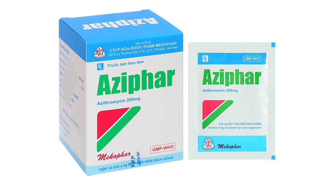 Bột pha hỗn dịch uống Aziphar 200mg Mekophar hỗ trợ trị nhiễm khuẩn