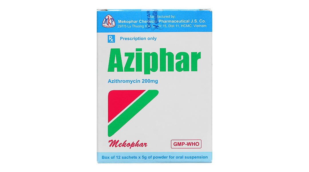 Bột pha hỗn dịch uống Aziphar 200mg Mekophar hỗ trợ trị nhiễm khuẩn