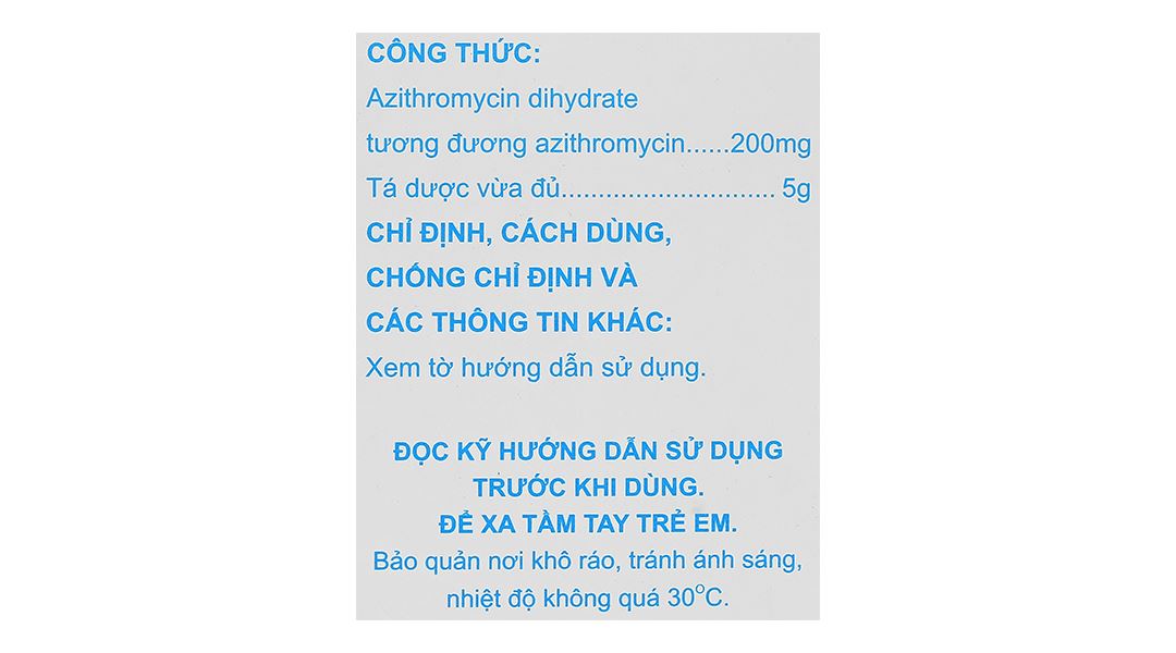Bột pha hỗn dịch uống Aziphar 200mg Mekophar hỗ trợ trị nhiễm khuẩn