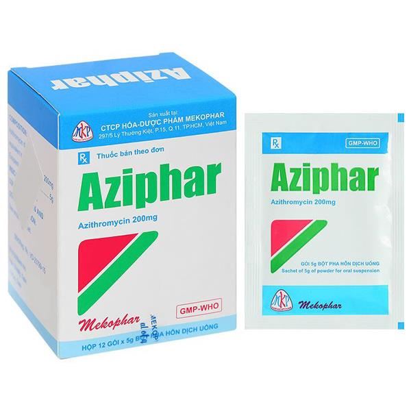 Bột pha hỗn dịch uống Aziphar 200mg Mekophar hỗ trợ trị nhiễm khuẩn