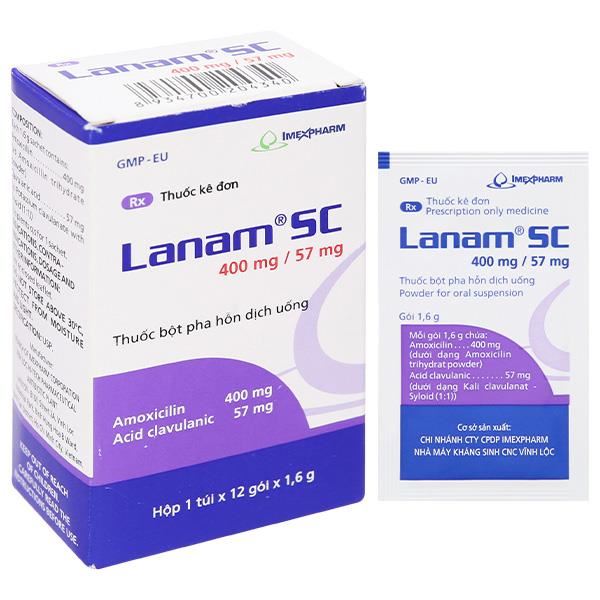 Bột pha hỗn dịch uống Lanam SC 400mg/57mg trị nhiễm khuẩn
