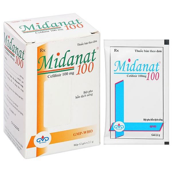 Bột pha hỗn dịch uống Midanat 100 trị nhiễm khuẩn đường hô hấp