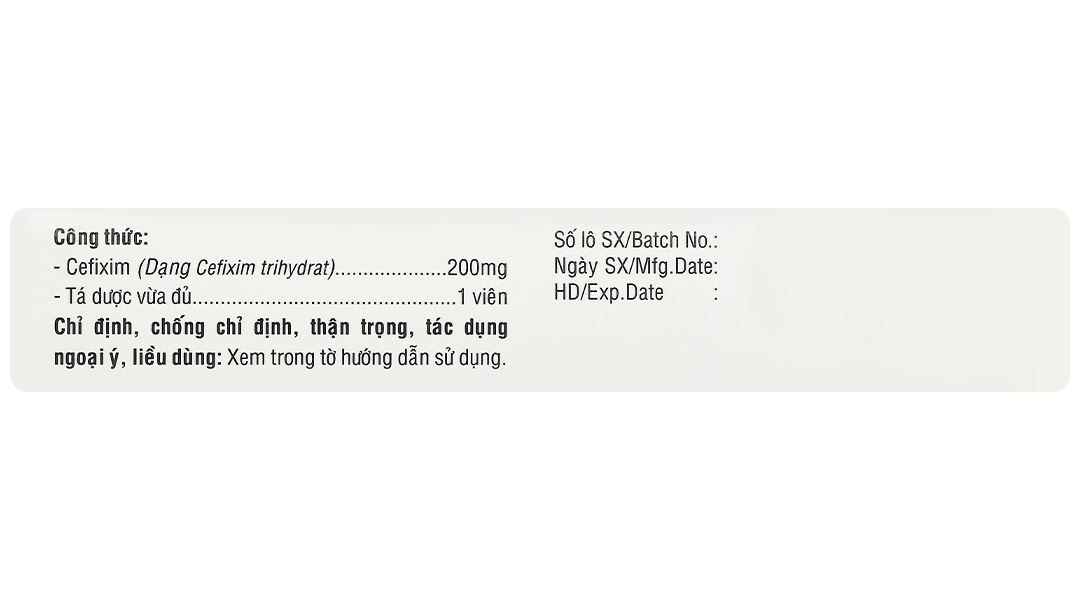 Cefixime 200 TV. Pharm trị nhiễm khuẩn