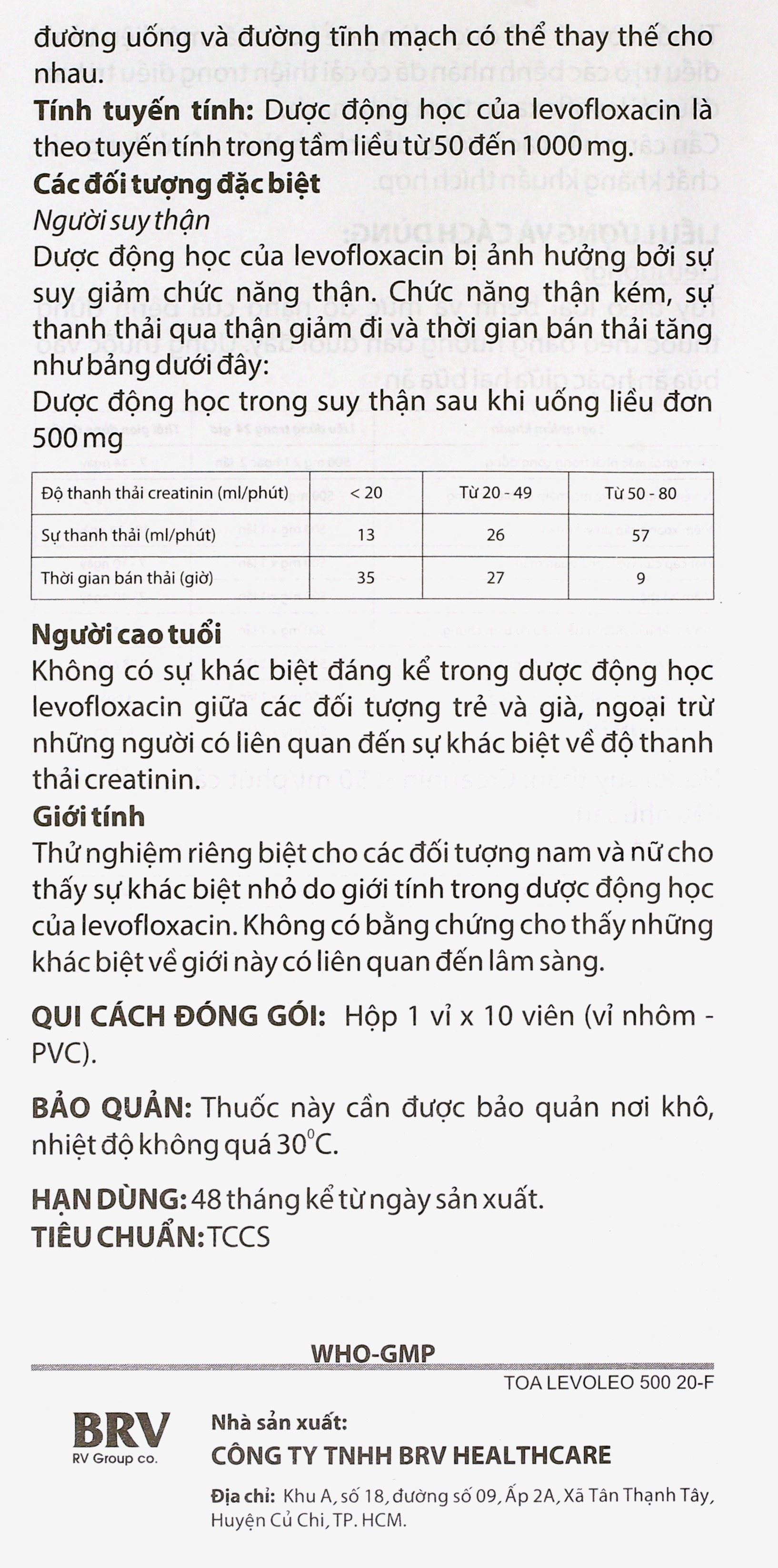Levoleo 500 điều trị nhiễm khuẩn (1 vỉ x 10 viên) - 12