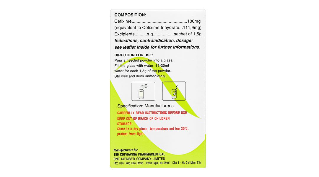 Thuốc bột uống Mitafix trẻ em 100mg điều trị nhiễm khuẩn