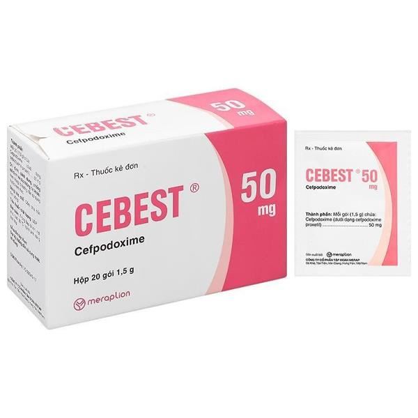 Cốm pha hỗn dịch Cebest 50mg trị một số bệnh nhiễm khuẩn hô hấp