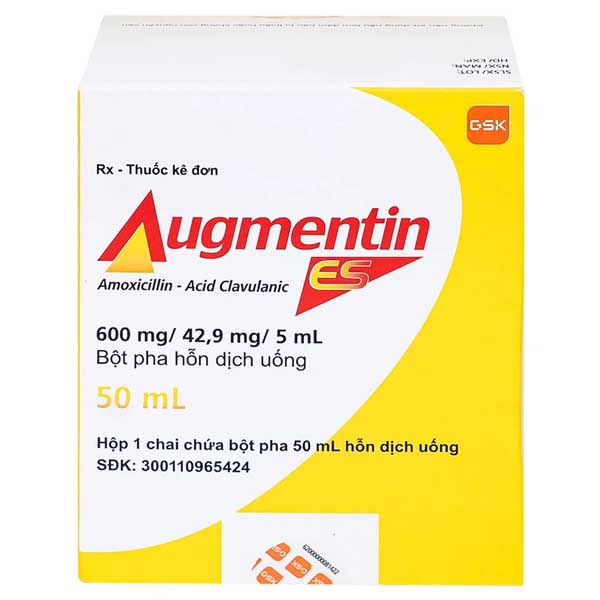 Bột pha hỗn dịch uống Augmentin ES 600mg/42.9mg/5ml GSK điều trị các nhiễm trùng