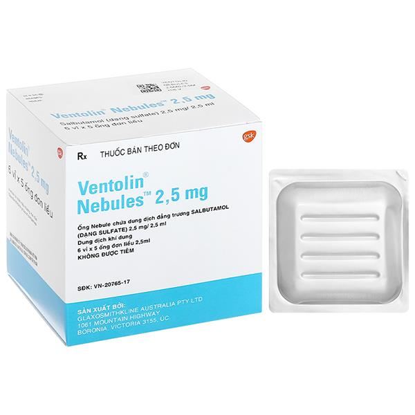 Dung dịch khí dung Ventolin Nebules 2.5mg điều trị, ngừa co thắt phế quản