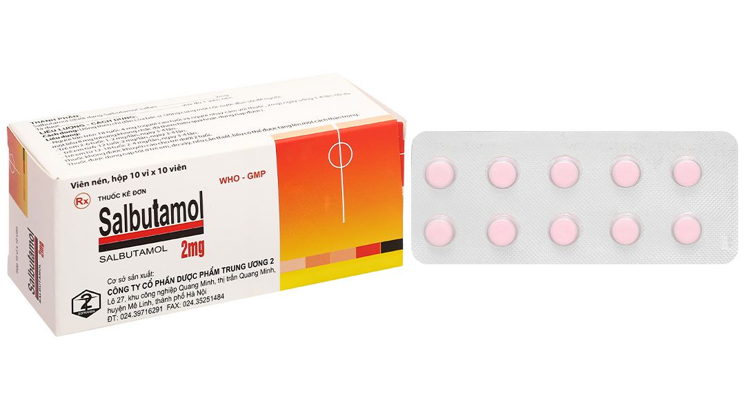Salbutamol 2mg Dopharma giảm co thắt phế quản, viêm phế quản mạn tính