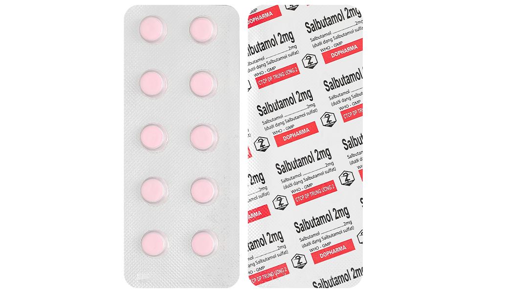 Salbutamol 2mg Dopharma giảm co thắt phế quản, viêm phế quản mạn tính