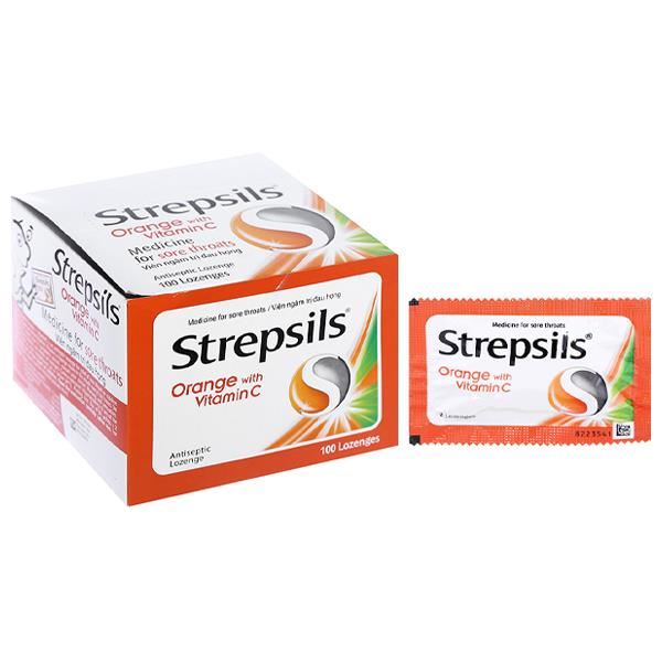 Viên ngậm Strepsils Orange With Vitamin C giảm đau họng