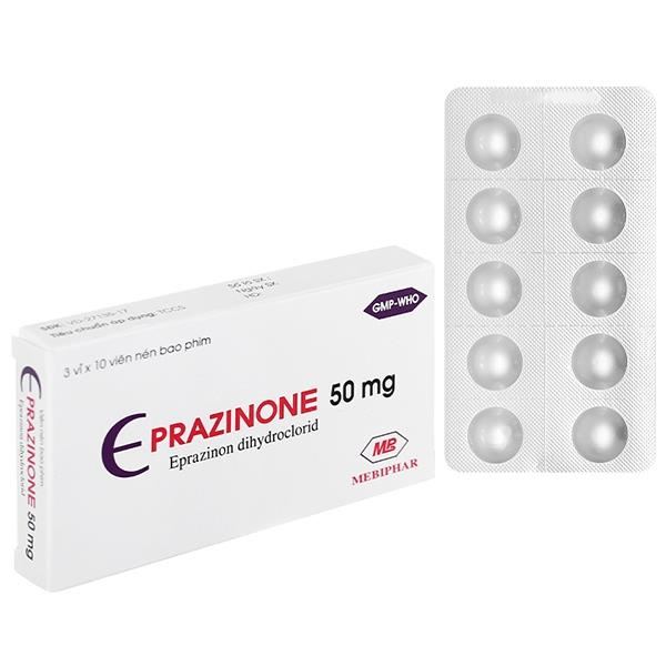 Eprazinone Mebiphar 50mg trị viêm phế quản, suy hô hấp, viêm mũi