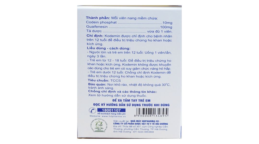 Kodemin trị ho khan, ho do kích ứng