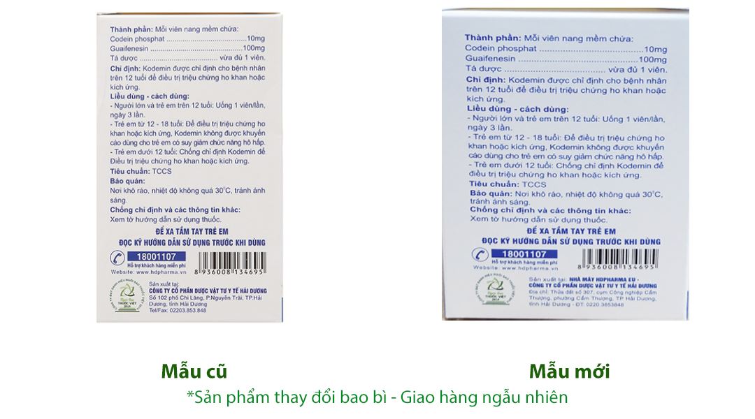 Kodemin trị ho khan, ho do kích ứng