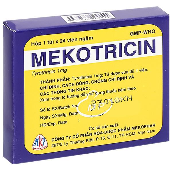 Viên ngậm Mekotricin 1mg trị nhiễm khuẩn niêm mạc vùng miệng, họng