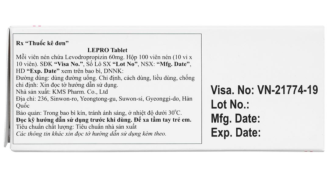 Lepro Tablet 60mg điều trị ho do các bệnh đường hô hấp