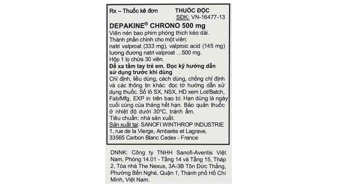 Depakine Chrono 500mg trị các thể động kinh, dự phòng hưng cảm lọ 30 viên - 8