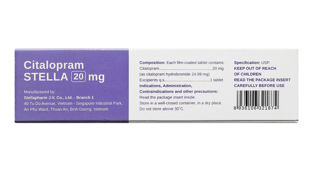 Citalopram Stella 20mg trị trầm cảm và rối loạn hoảng sợ