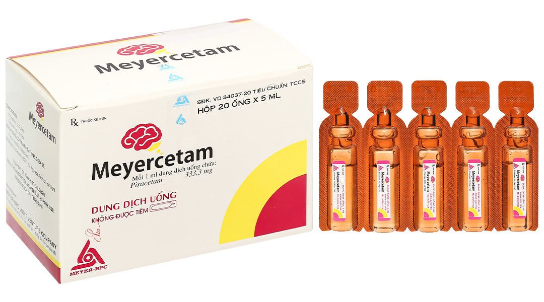 Dung dịch uống Meyercetam 333,3mg điều trị mất trí nhớ, rối loạn chú ý