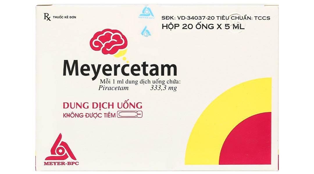 Dung dịch uống Meyercetam 333,3mg điều trị mất trí nhớ, rối loạn chú ý