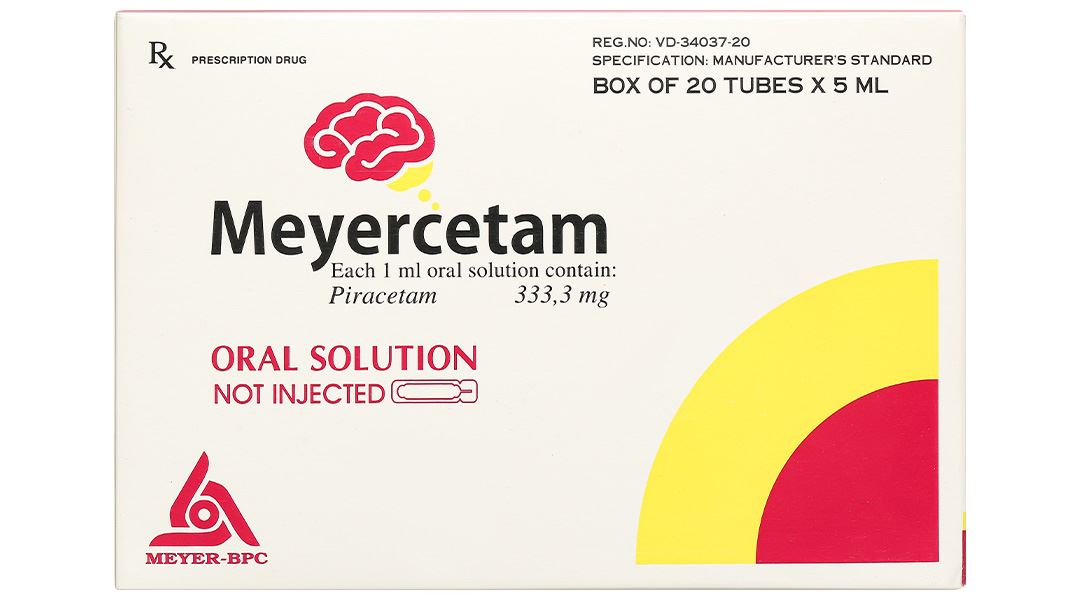Dung dịch uống Meyercetam 333,3mg điều trị mất trí nhớ, rối loạn chú ý