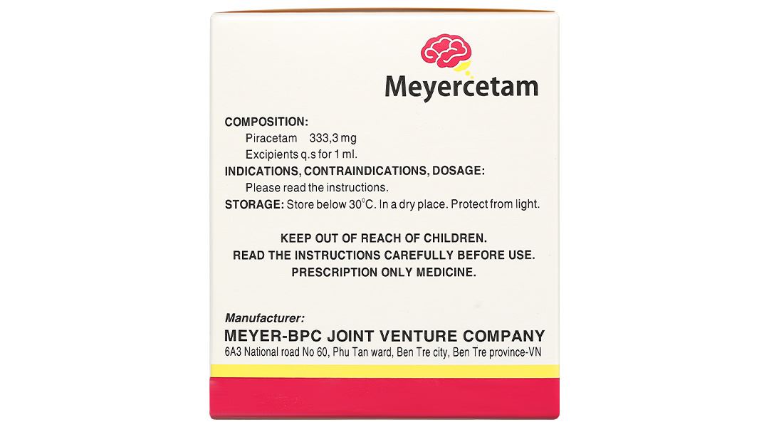 Dung dịch uống Meyercetam 333,3mg điều trị mất trí nhớ, rối loạn chú ý