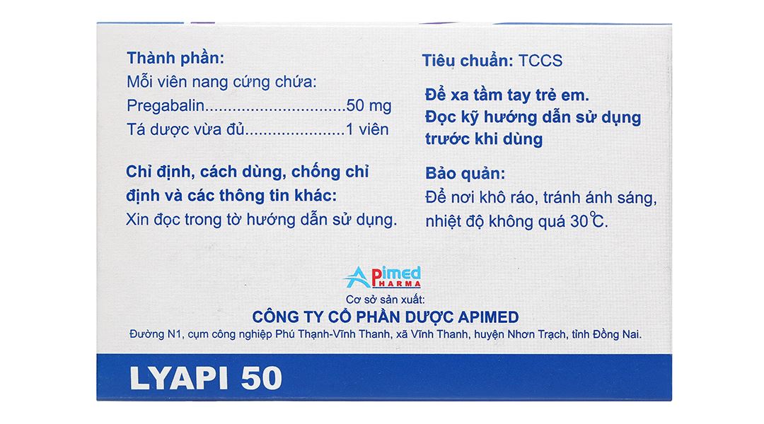 Lyapi 50 điều trị đau thần kinh, động kinh, rối loạn lo âu toàn thể