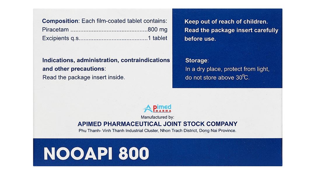 Nooapi 800mg điều trị hội chứng tâm thần thực thể, rung cơ, chóng mặt