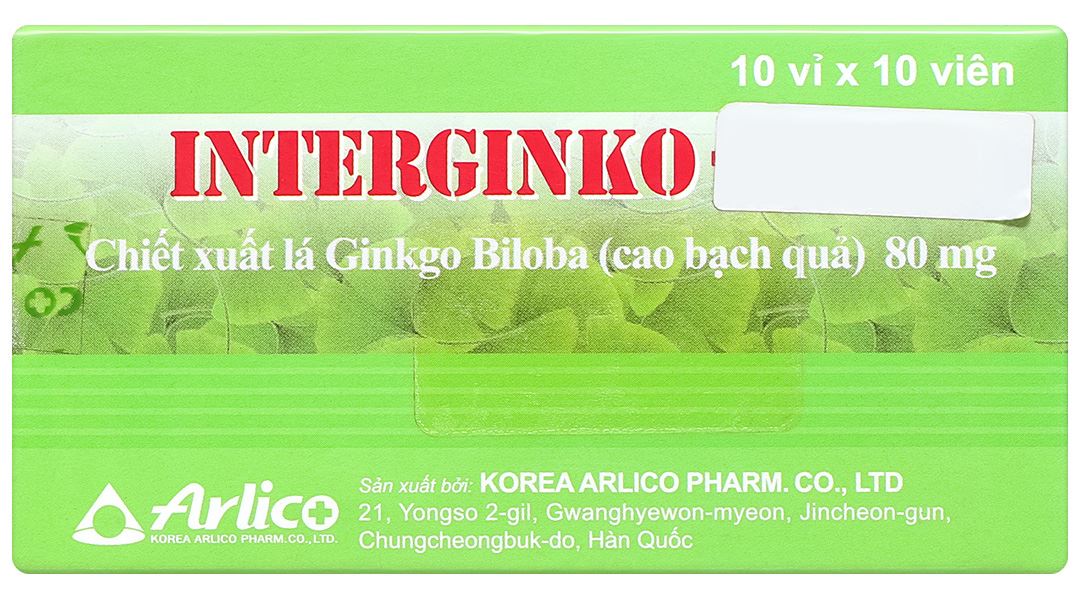 Interginko Tablet 80mg trị suy tuần hoàn não, suy giảm trí nhớ