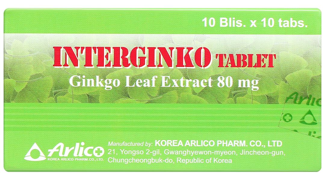Interginko Tablet 80mg trị suy tuần hoàn não, suy giảm trí nhớ