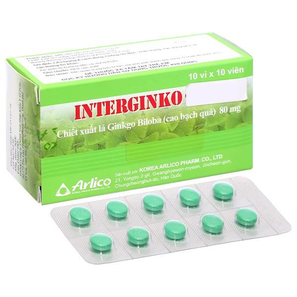 Interginko Tablet 80mg trị suy tuần hoàn não, suy giảm trí nhớ