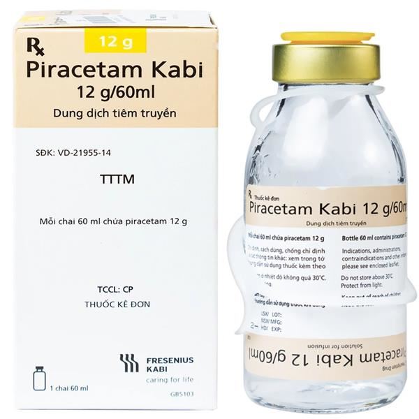 Dung dịch tiêm truyền Piracetam Kabi 12g/60ml điều trị triệu chứng chóng mặt