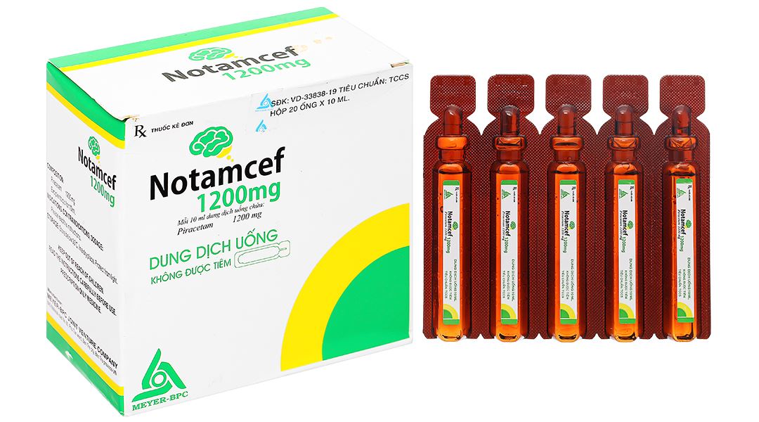 Dung dịch uống Notamcef 1200mg/10ml điều trị triệu chứng chóng mặt, suy giảm trí nhớ