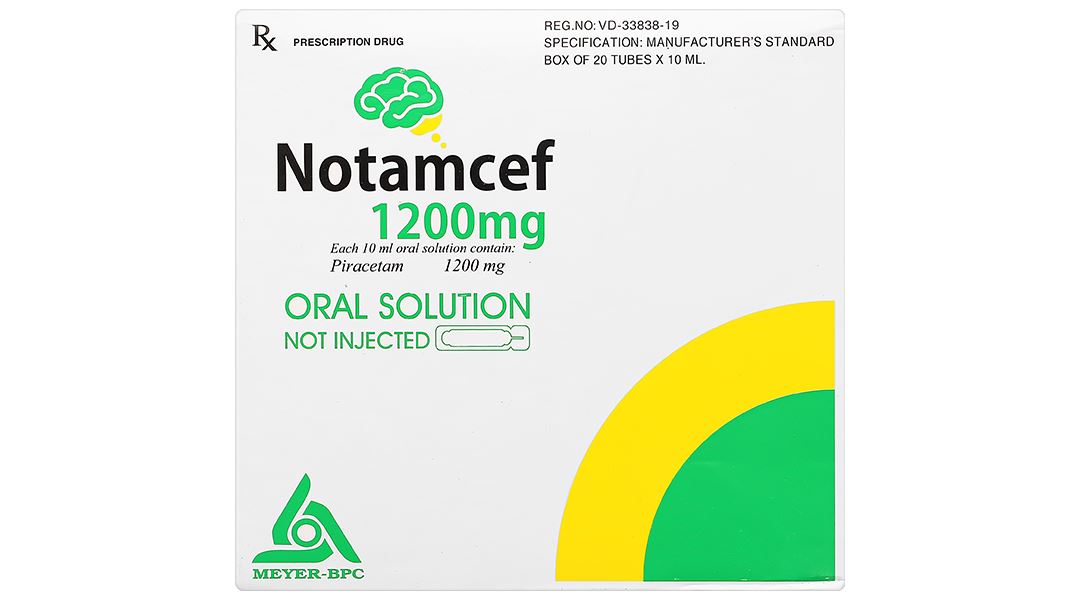 Dung dịch uống Notamcef 1200mg/10ml điều trị triệu chứng chóng mặt, suy giảm trí nhớ