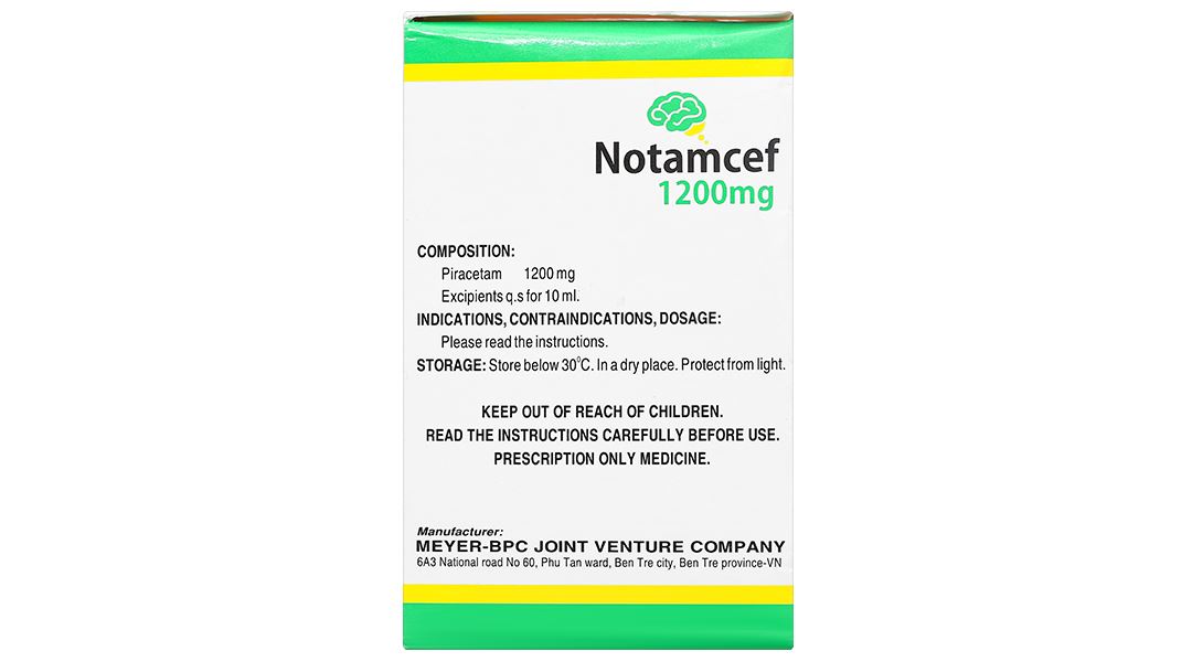 Dung dịch uống Notamcef 1200mg/10ml điều trị triệu chứng chóng mặt, suy giảm trí nhớ