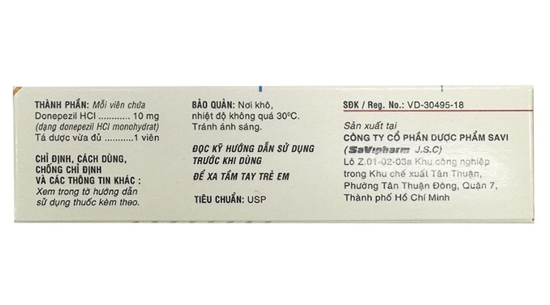 SaVi Donepezil 10 điều trị triệu chứng sa sút trí tuệ trong bệnh Alzheimer