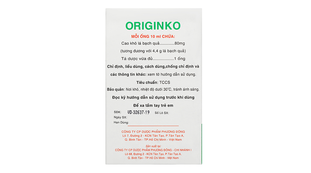 Dung dịch uống Originko điều trị suy giảm trí nhớ