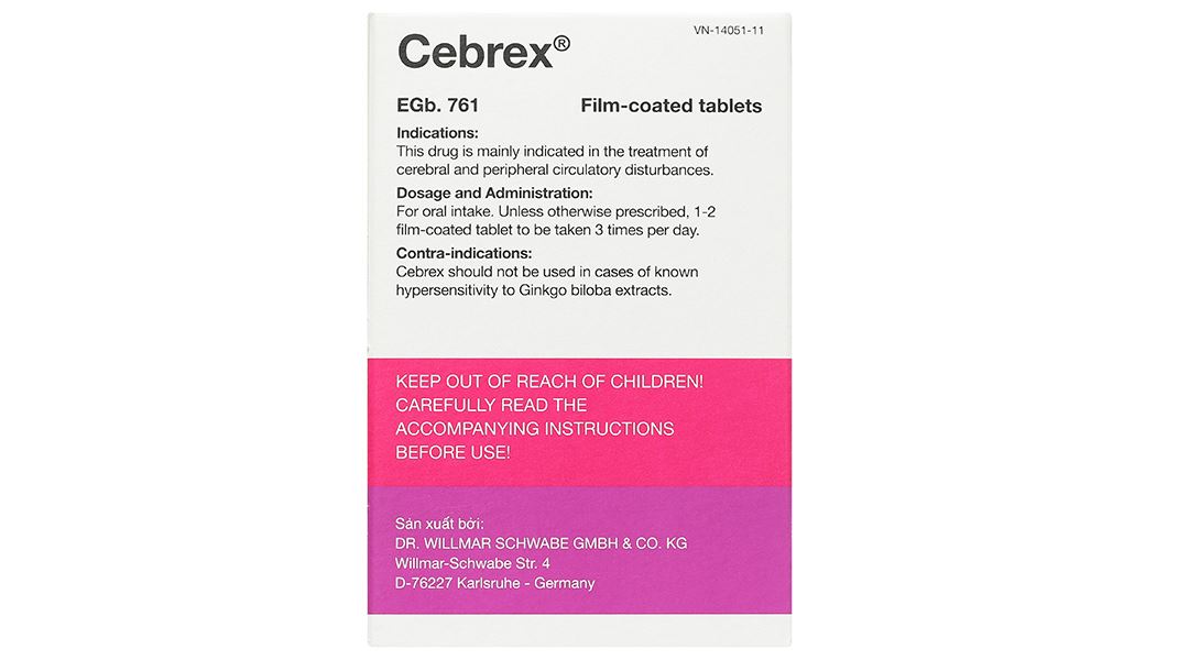 Cebrex 40mg điều trị rối loạn tuần hoàn não, tuần hoàn ngoại biên