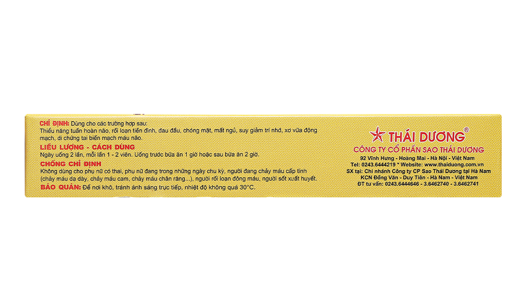 Tuần Hoàn Não Thái Dương hỗ trợ điều trị thiểu năng tuần hoàn não
