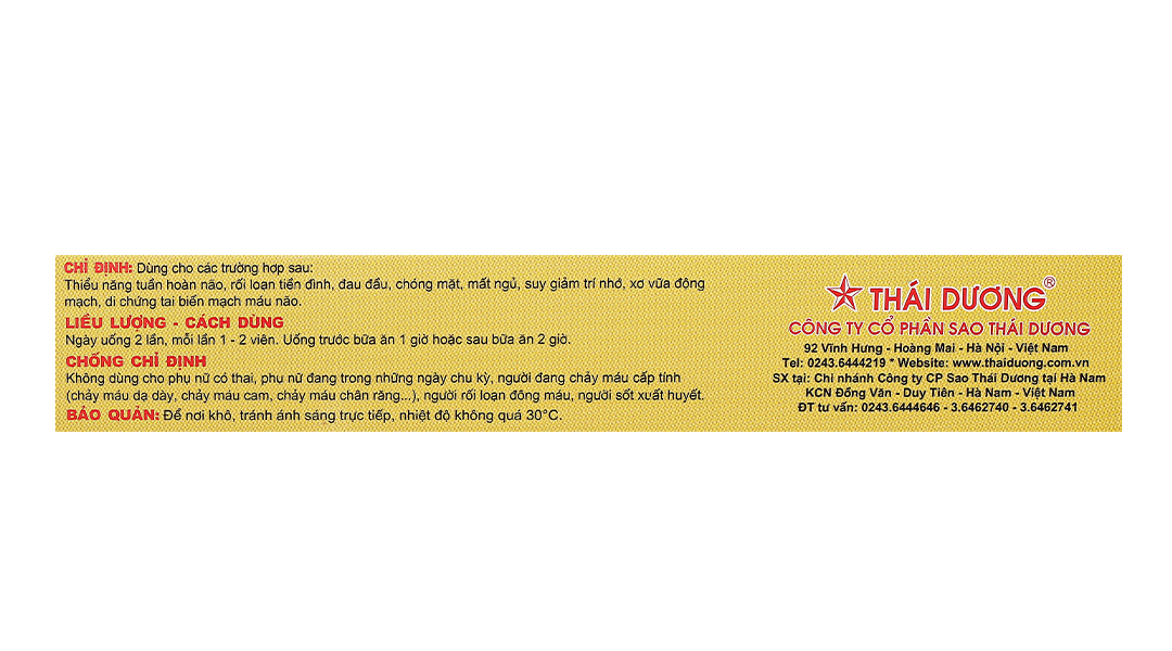 Tuần Hoàn Não Thái Dương hỗ trợ điều trị thiểu năng tuần hoàn não
