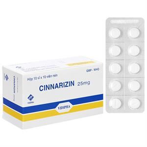 Cinnarizin Vidipha 25mg trị rối loạn tiền đình, chống say xe